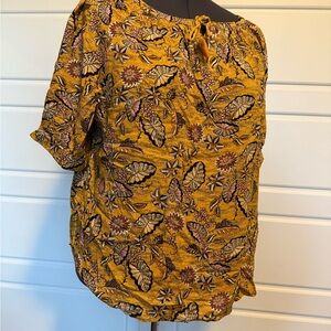 Ruby Rd. Mustard Floral Blouse